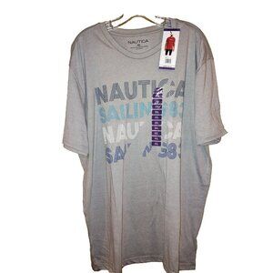 Nautica T Shirt Men's 2XL Grey Short Sleeve Graphic Print New With Tags